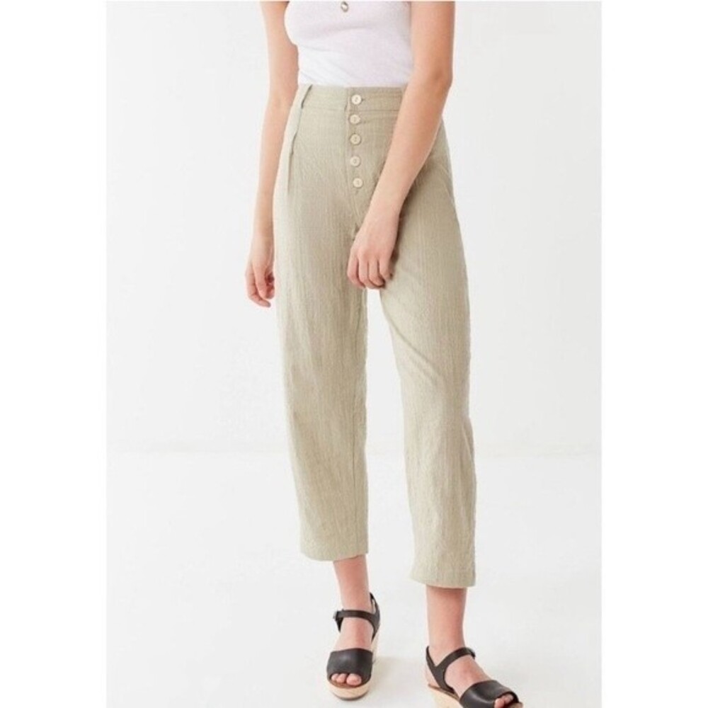 Urban Outfitters Maria Button Front High Rise Cropped Tapered Trousers‎ Pants 2